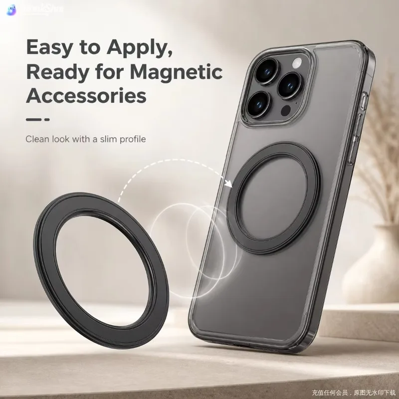 Phone Accessories Holder Car - MagSafe対応、強力磁石リング式スマートフォンホルダー。吸着式で壁や車のダッシュボードに取り付け可能。iPhone用。