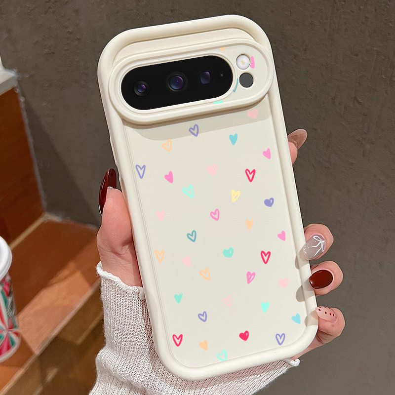 カラフルな小さなハート柄ソフトケース Google Pixe - Google Pixel 9 Pro のレビューと価格