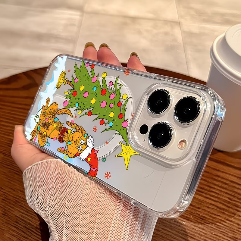 子犬をテーマにしたクリスマスパーティー クリアスマホケース  - Apple Iphone 15 のレビューと価格